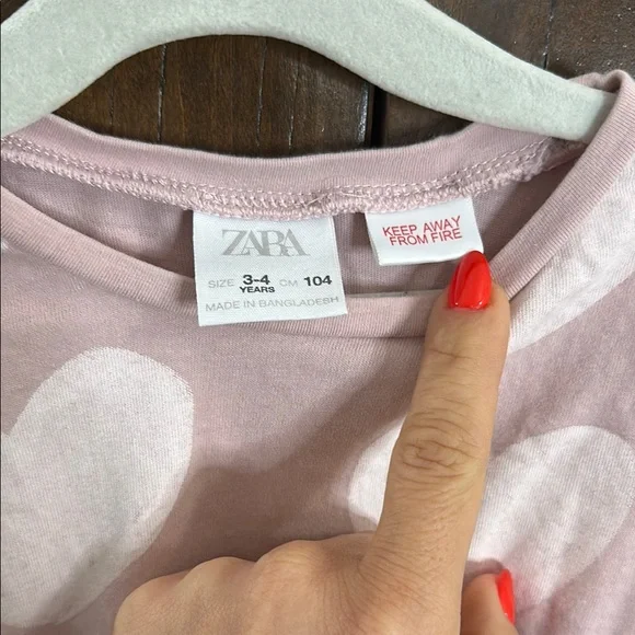 Zara Pink and White Long Sleeve Heart Tee - Picture 2 of 4